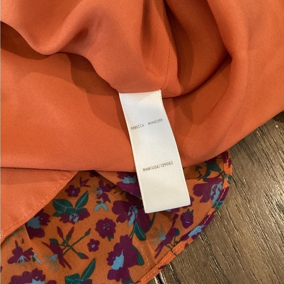 Rebecca Minkoff caden printed Floral long sleeve Tiered Ruffle Mini Dress Orange - Picture 9 of 12